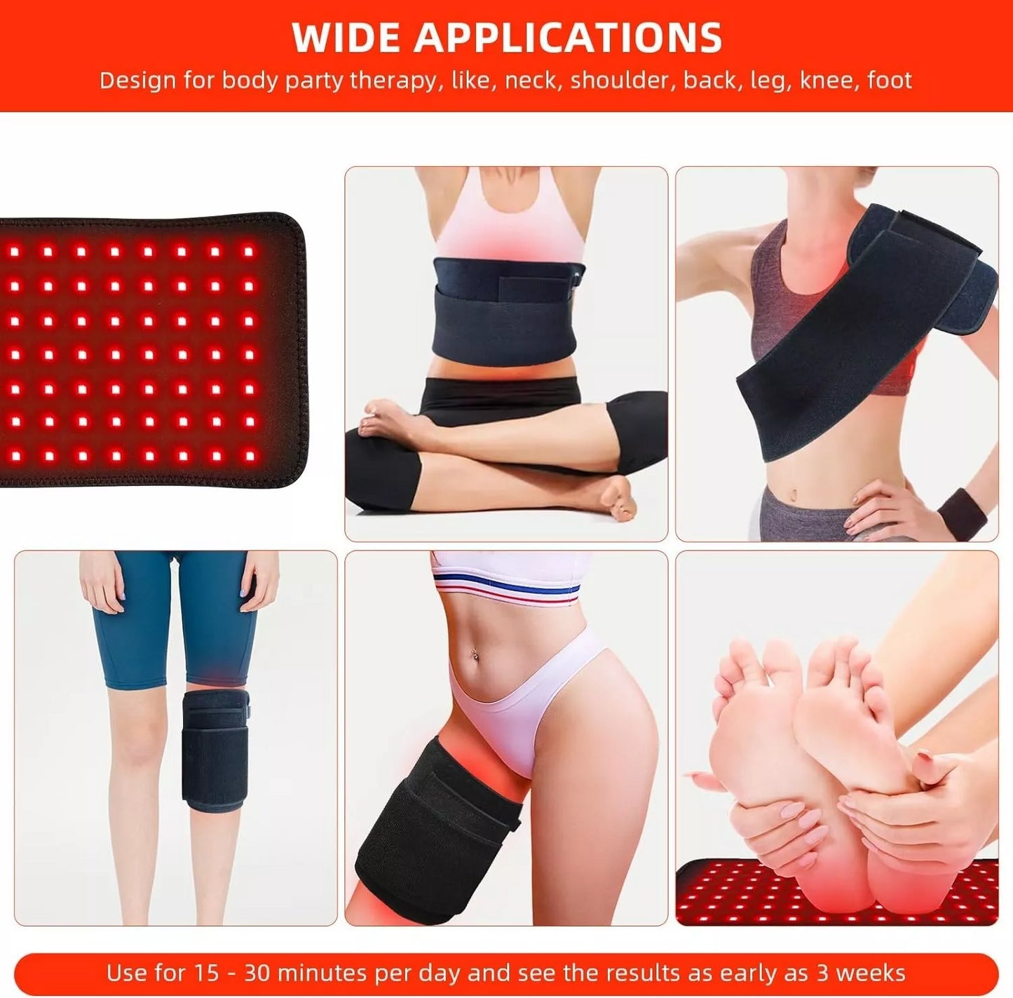 NEW LED Red Light Belt 660nm&850nm Infrared Light Therapy Pad for Body Fatigue Deep Therapy for Back Knee Hands Feet Relief