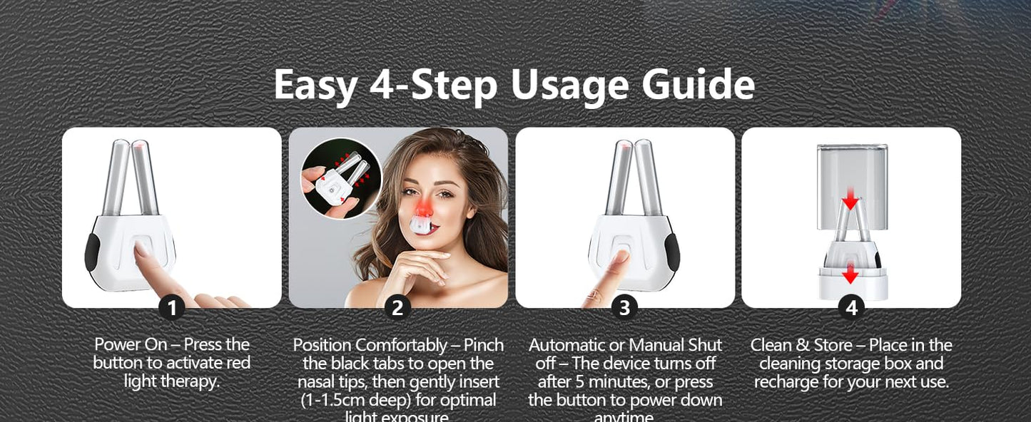 Cordless Red Light Nasal Therapy Device Rhinitis Relief Tool Infrared Nasal Therapy Device for Improving Nasal Ventilation