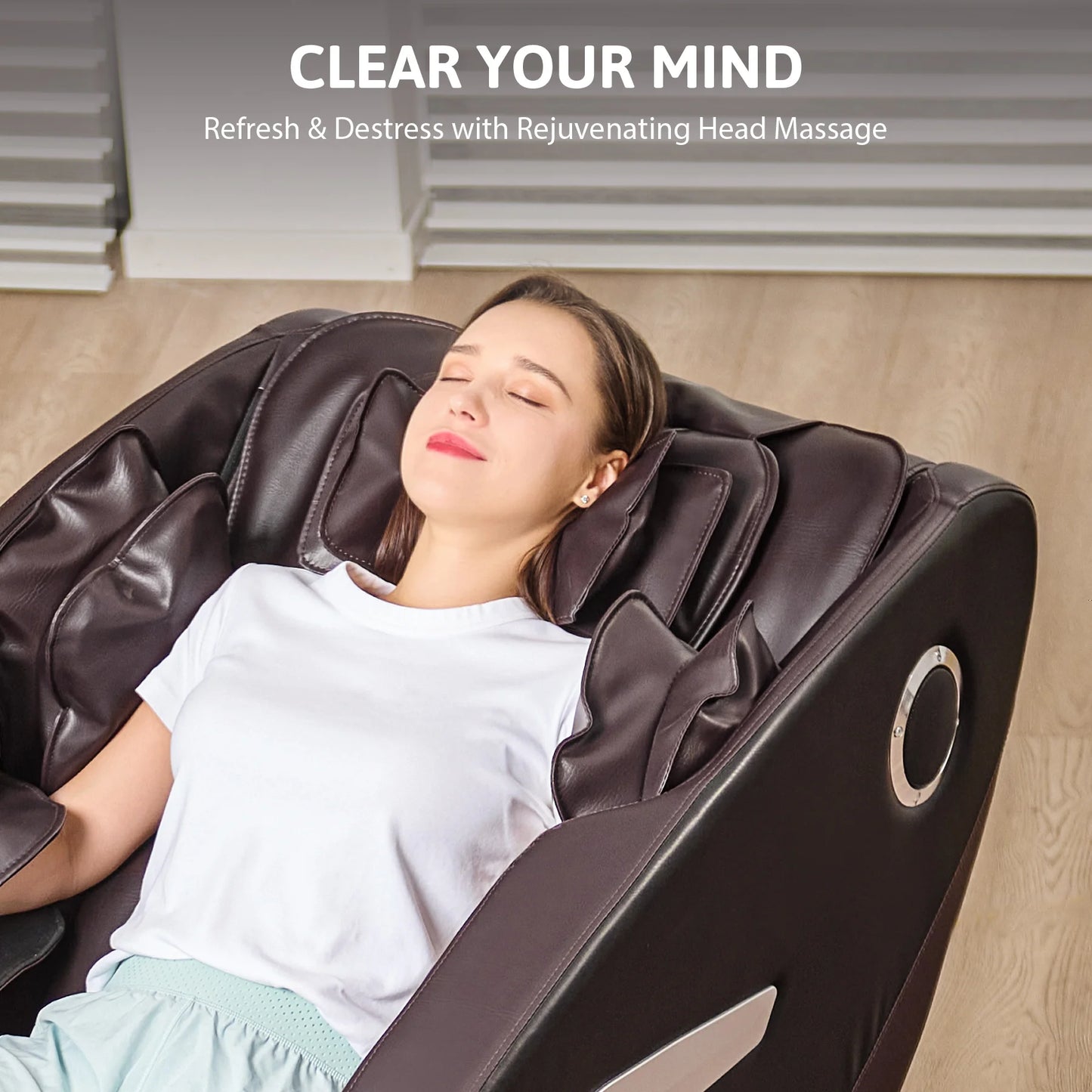 Massage Chair with SL Track 22 Nodes Foot Rollers and Heating Pads, Recliner Chair with Bluetooth Speakers, Neck Shoulder Back a