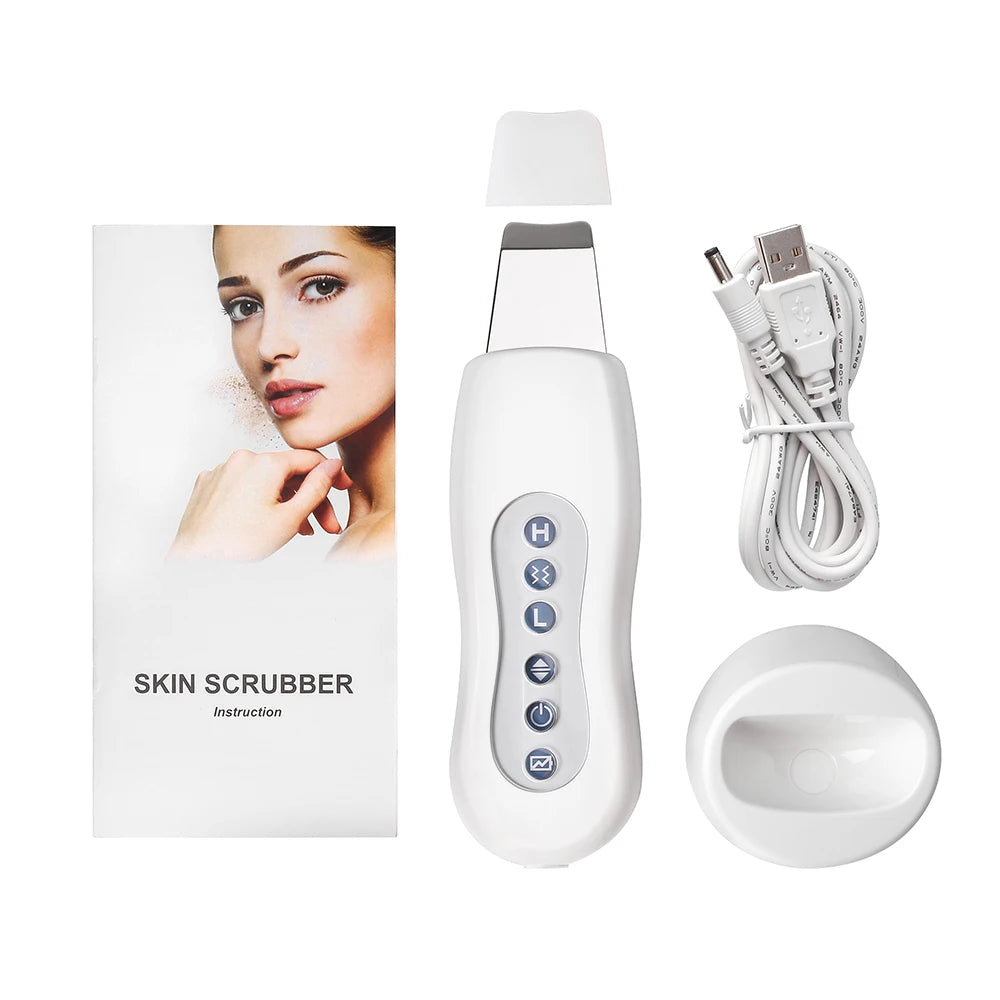 Ultrasonic Skin Scrubber Deep Facial Cleaner Ion Acne Blackhead Remover Peeling Shovel Cleaner Facial Massager Face Lift Machine