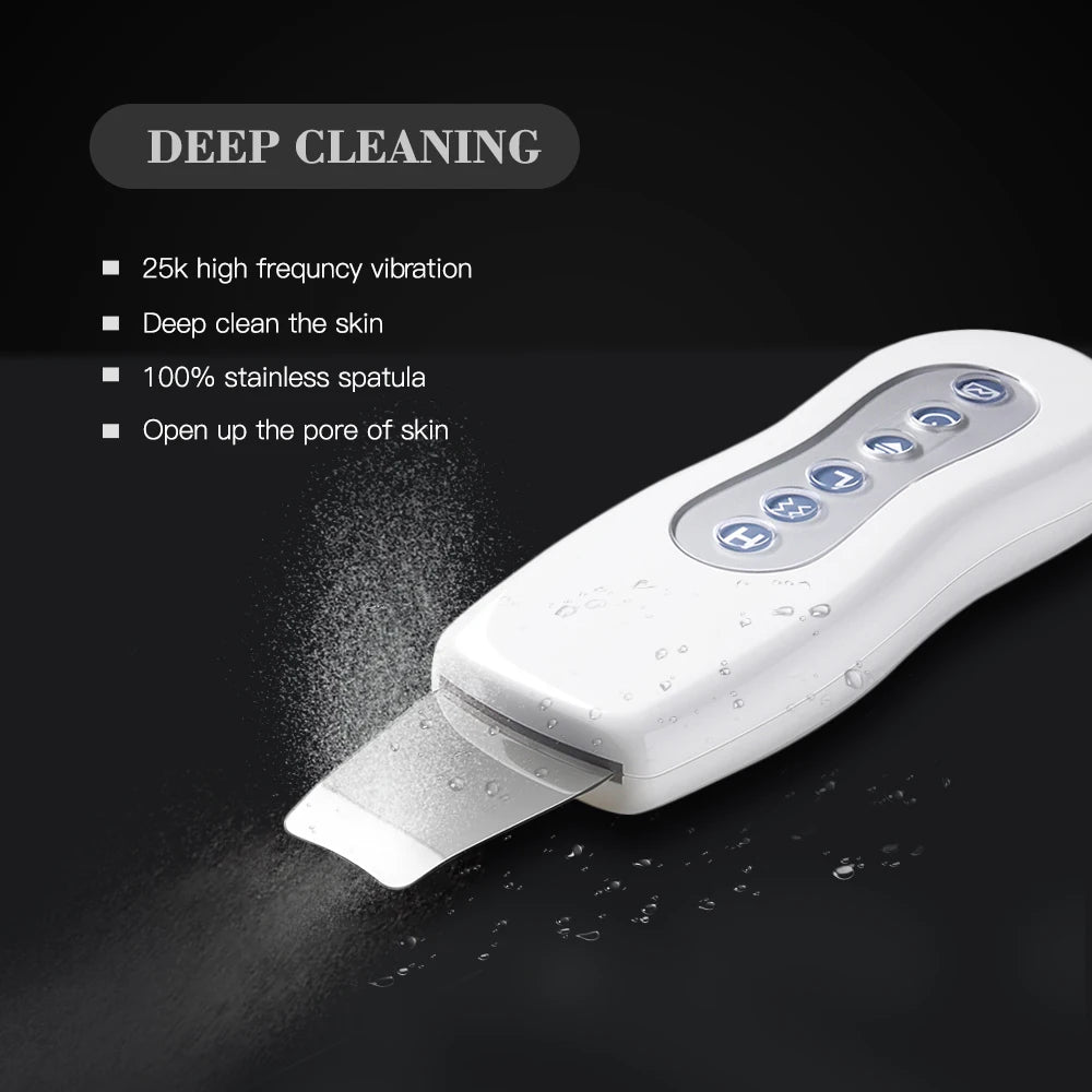 Ultrasonic Skin Scrubber Deep Facial Cleaner Ion Acne Blackhead Remover Peeling Shovel Cleaner Facial Massager Face Lift Machine