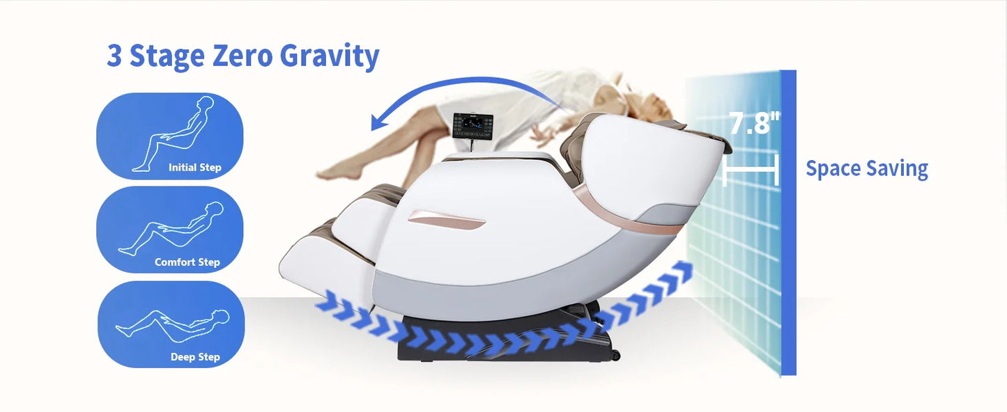 Full Body Zero Gravity Massage Chair Shiatsu Massage Recliner with Dual-core S Track Heating Therapy Foot Roller for Pain Relief