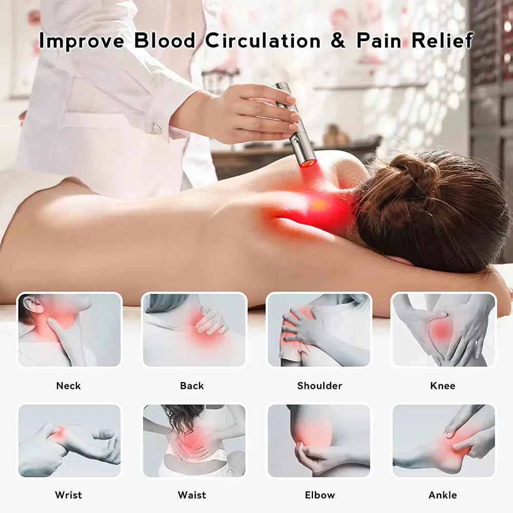 Red light therapy wand for pain relief and anti aging skin care