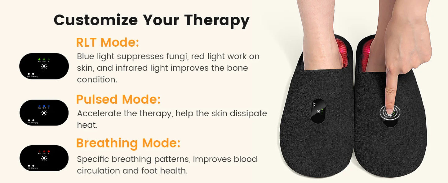 Rechargeable Red Light Slippers Infrared LED Light Therapy for Foot Pain Relief