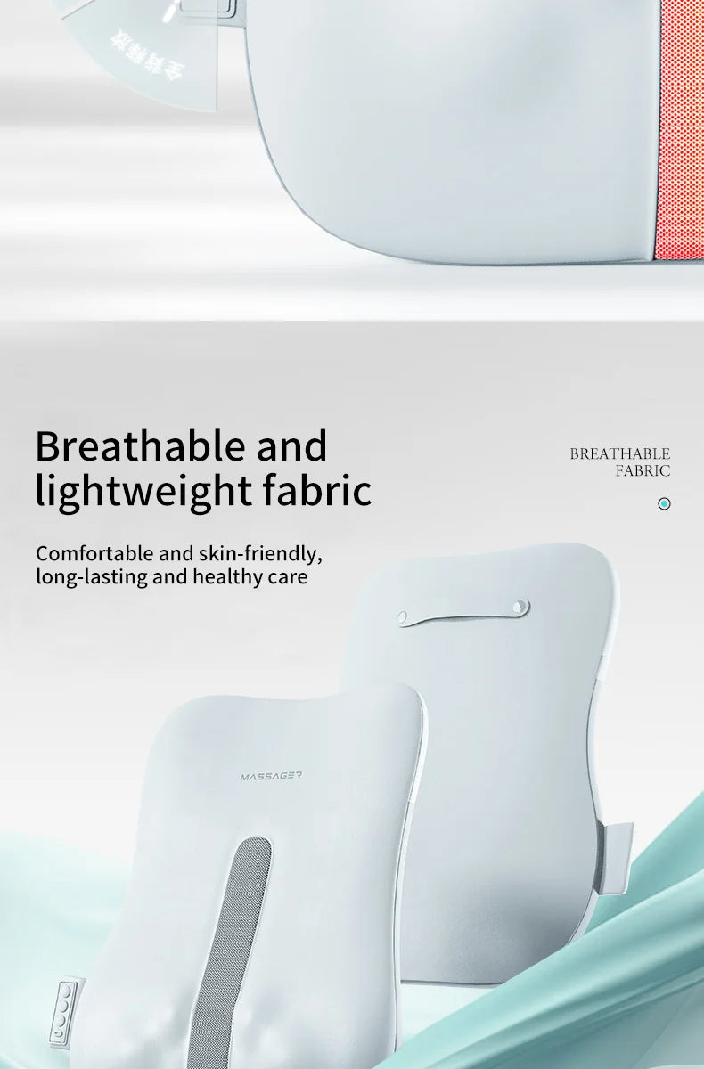 Electric Back Massager with Heat Portable Massage Cushion Cervical Waist Support Deep Tissue Kneading Shiatsu Rechargeable Use