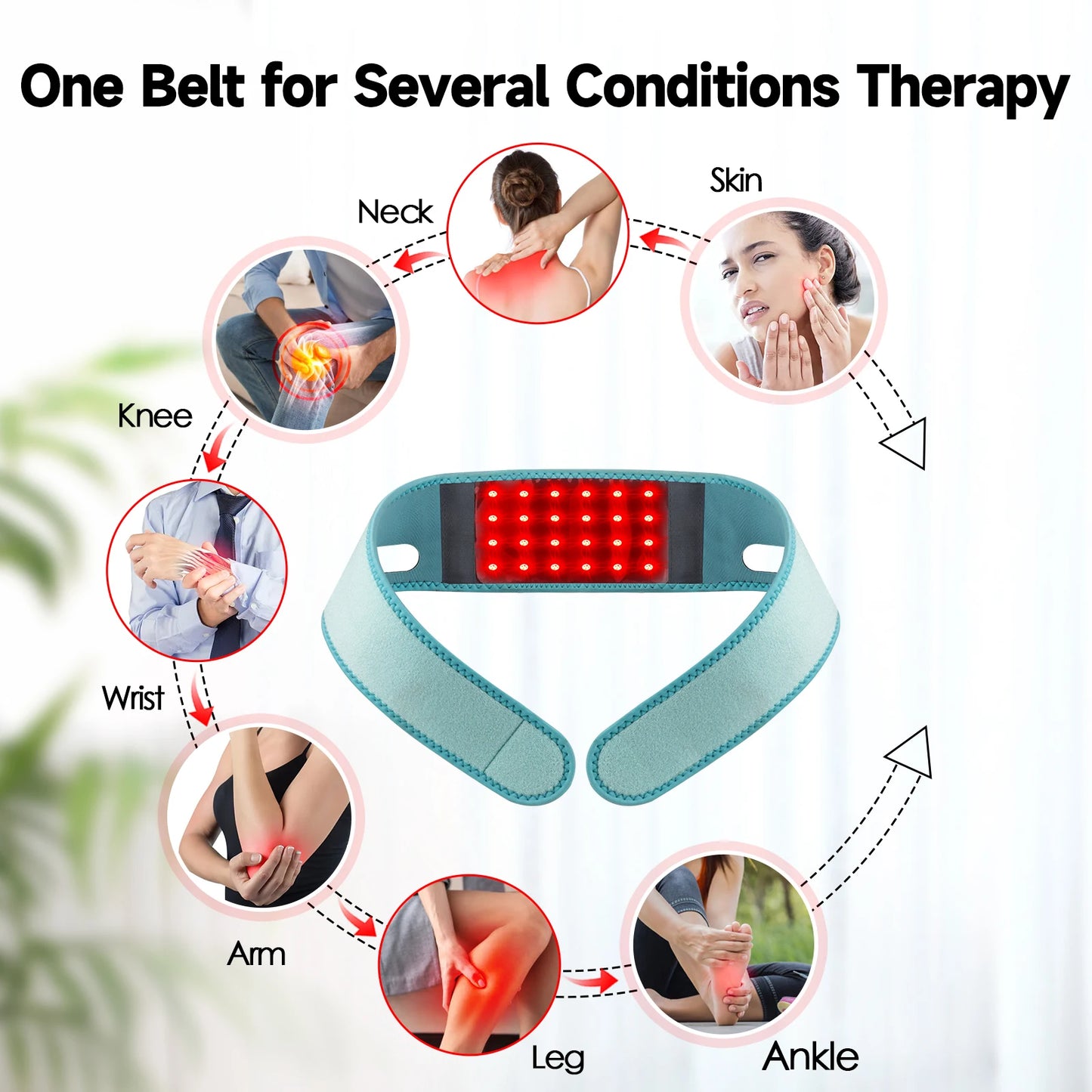 Red Light Therapy Infrared Therapy Lifting Firming Skin Chin Neck Home Use Neck Heating Belt Therapy Neck Pain Relief Wrap 660NM