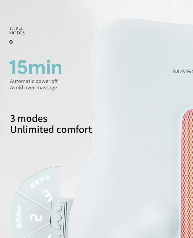 Electric Back Massager with Heat Portable Massage Cushion Cervical Waist Support Deep Tissue Kneading Shiatsu Rechargeable Use