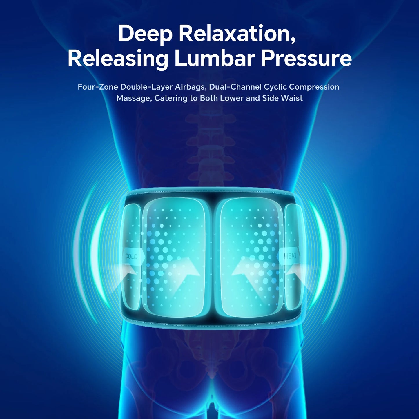 Electric Back Massage Hot Compress Waist Massager with Controller Heating Vibration Airbag Lumbar Support Relaxing Waist