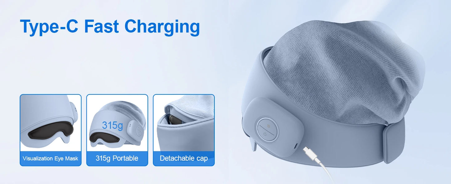 Head Massager for Fatigue Relief, Eye Massager with Heat, Head and Eye Massage for Stress Relief, Bluetooth-Capable, Ideal gifts