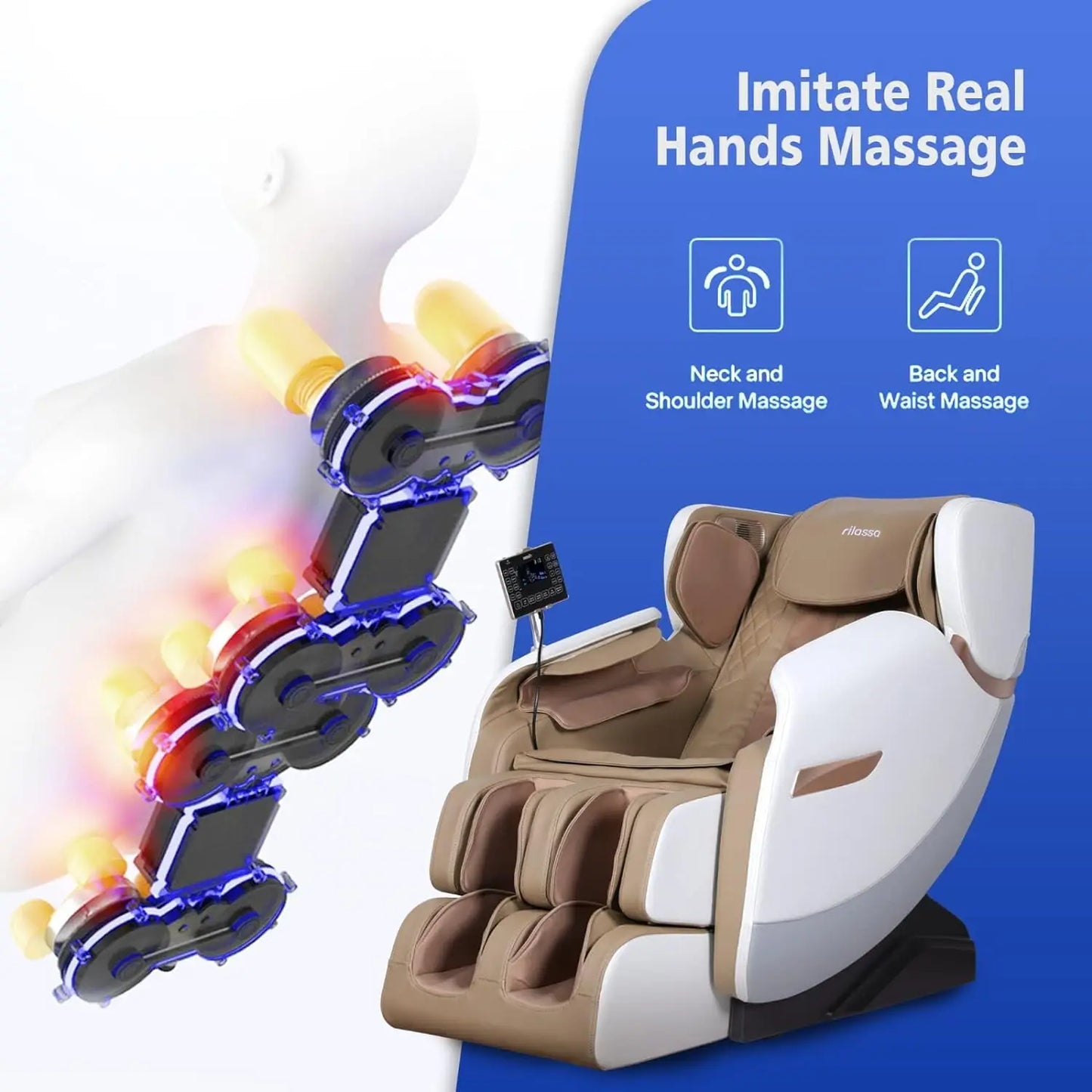 Full Body Zero Gravity Massage Chair Shiatsu Massage Recliner with Dual-core S Track Heating Therapy Foot Roller for Pain Relief