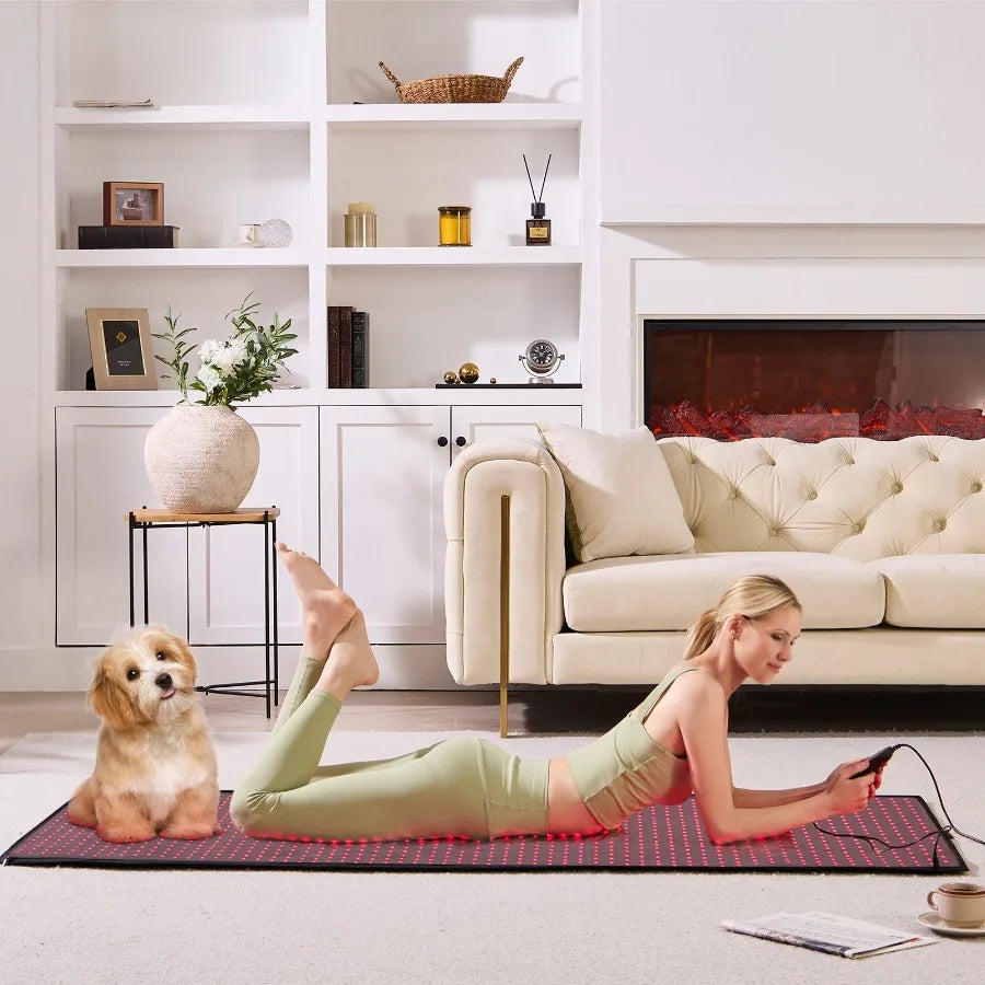 Red Light Therapy Mat for Full Body 1280PCS 3Chip LED Light Therapy Pad Controller 10 40Hz Pulse 1090 Min Timer 660nm Red 850n