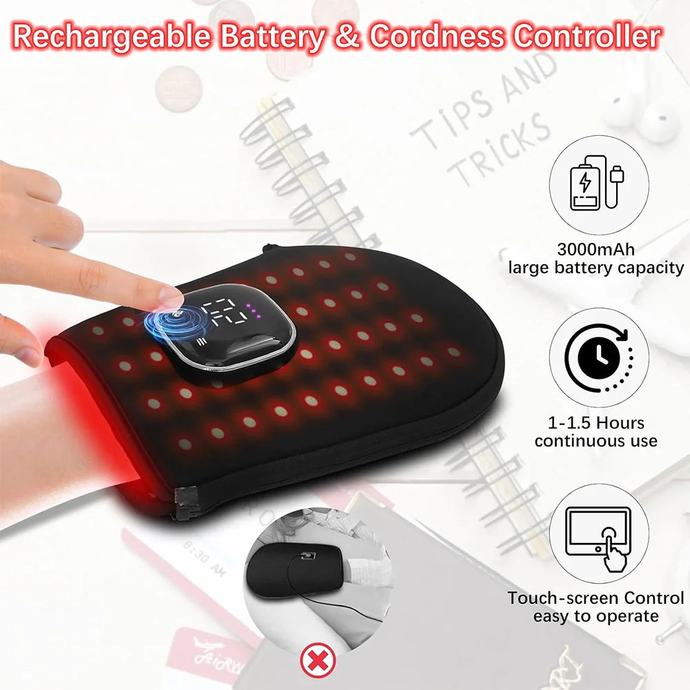Red light therapy glove for hand pain relief and joint support