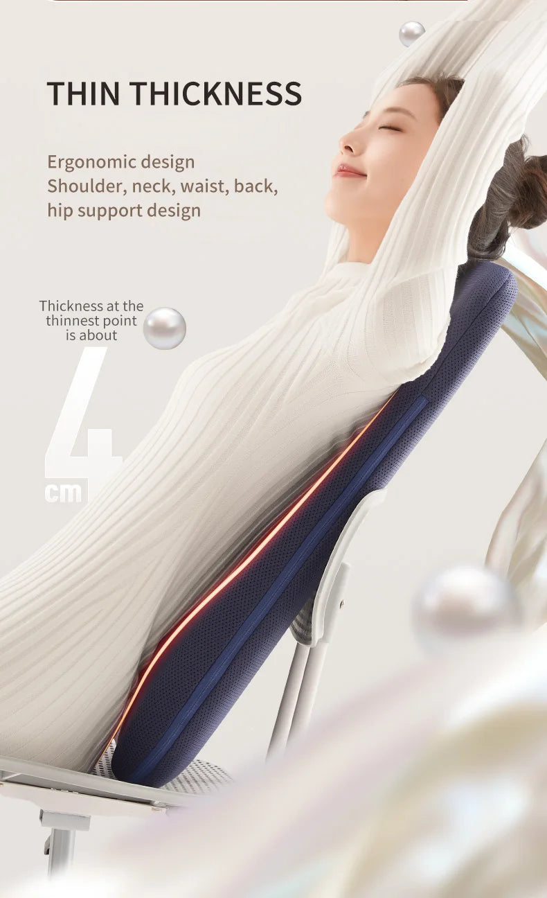 Electric Back Massager with Heat Portable Massage Cushion Cervical Waist Support Deep Tissue Kneading Shiatsu Rechargeable Use