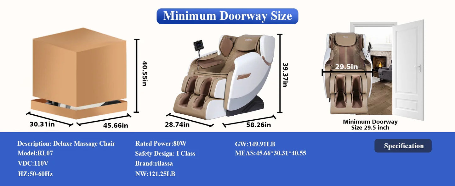 Full Body Zero Gravity Massage Chair Shiatsu Massage Recliner with Dual-core S Track Heating Therapy Foot Roller for Pain Relief