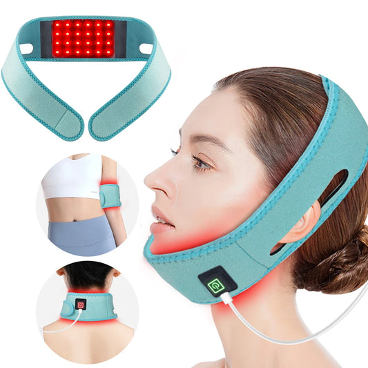 Red Light Therapy Infrared Therapy Lifting Firming Skin Chin Neck Home Use Neck Heating Belt Therapy Neck Pain Relief Wrap 660NM