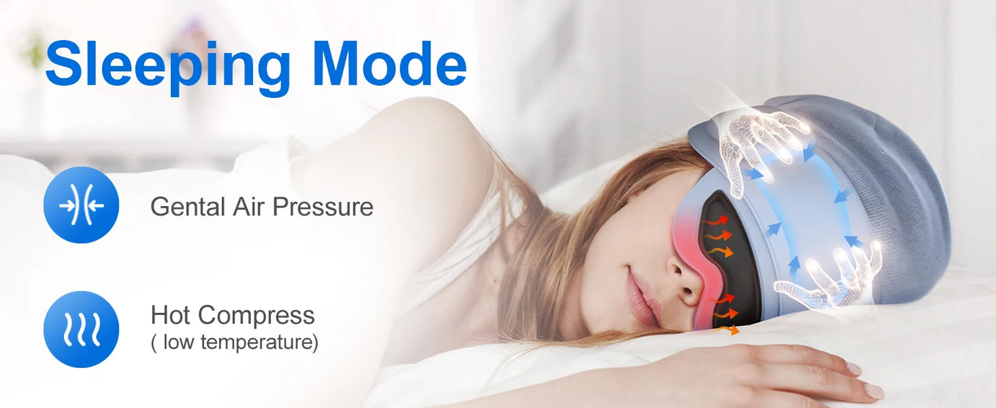 Head Massager for Fatigue Relief, Eye Massager with Heat, Head and Eye Massage for Stress Relief, Bluetooth-Capable, Ideal gifts