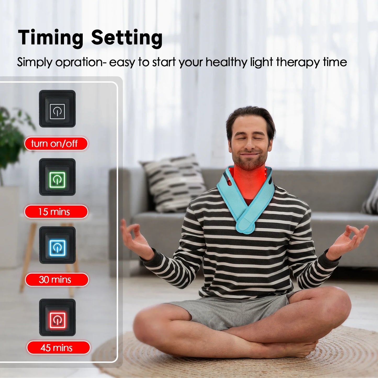 Red Light Therapy Infrared Therapy Lifting Firming Skin Chin Neck Home Use Neck Heating Belt Therapy Neck Pain Relief Wrap 660NM