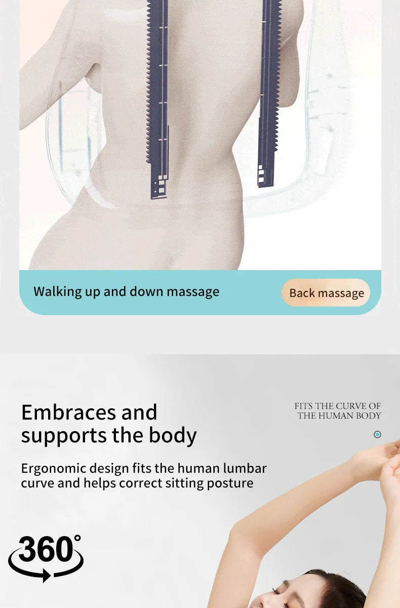 Electric Back Massager with Heat Portable Massage Cushion Cervical Waist Support Deep Tissue Kneading Shiatsu Rechargeable Use