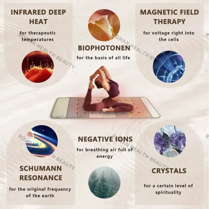 Far Infrared PEMF Heating Pad Photons Massage Natural Bio-Crystal Chakra Ultra-Long Wave Mat Crystal Magnetic Therapy Cushion