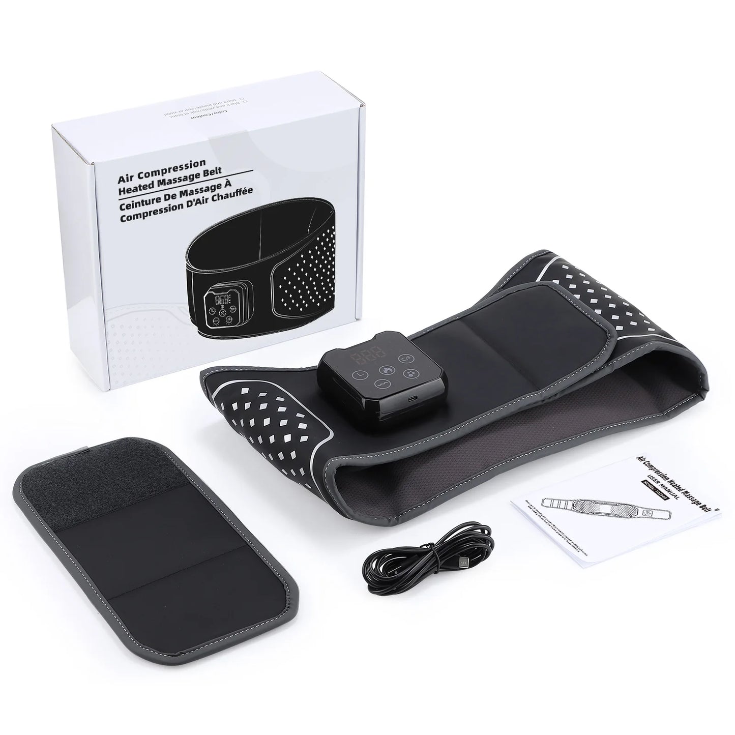 Electric Back Massage Hot Compress Waist Massager with Controller Heating Vibration Airbag Lumbar Support Relaxing Waist