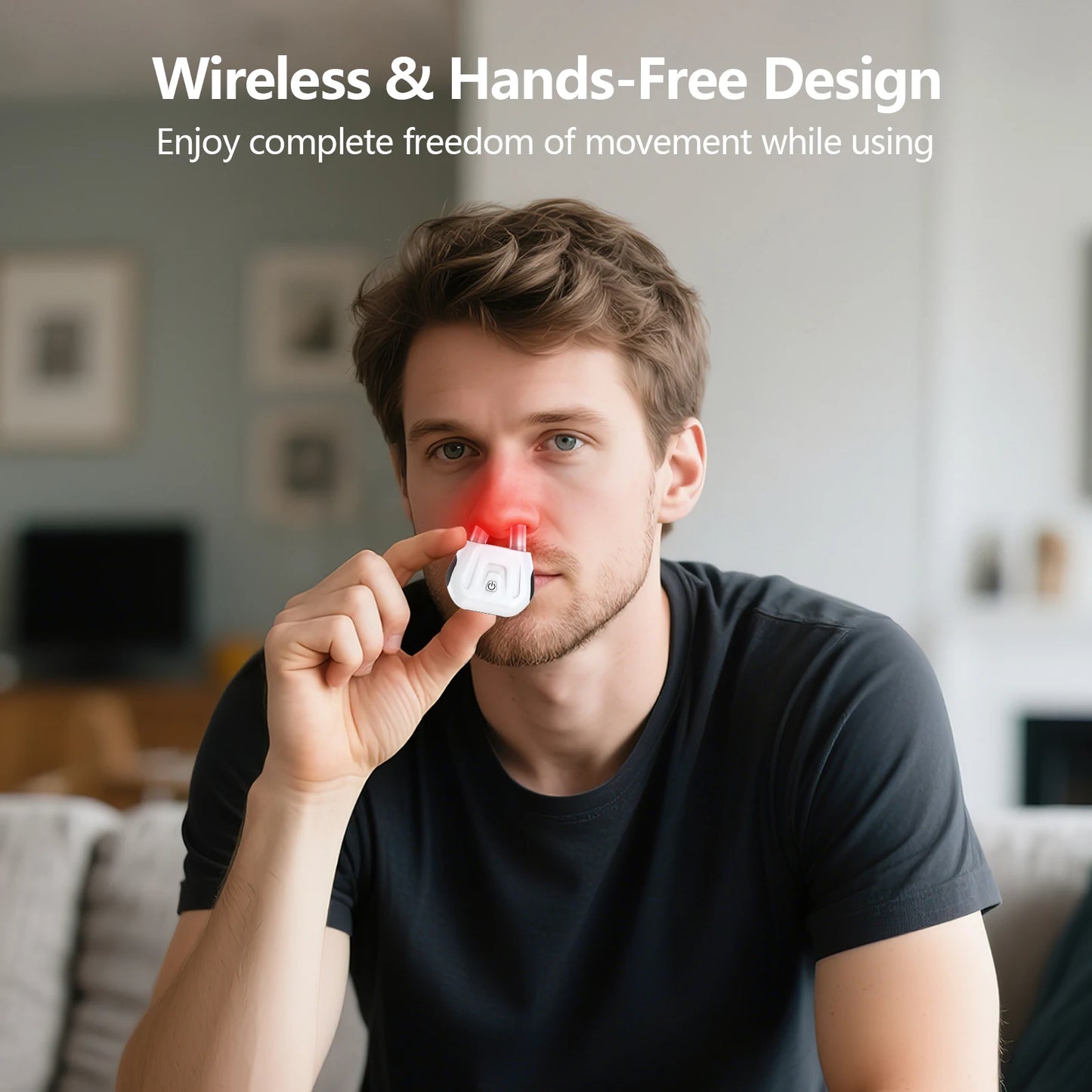 Cordless Red Light Nasal Therapy Device Rhinitis Relief Tool Infrared Nasal Therapy Device for Improving Nasal Ventilation