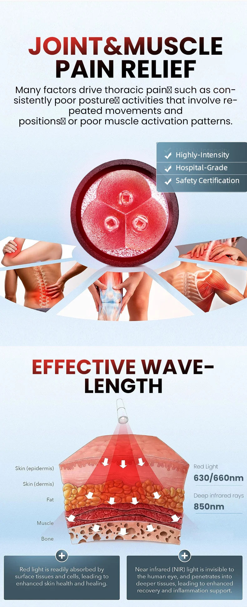 Infrared light therapy ,  Lámpara médica portátil Cold Pain Treatment, Infrared Light Therapy Wand for Hair,  Feet, Full body