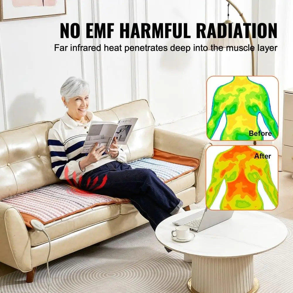 Far Infrared Heating Pad with 5 Natural Crystal and Negative Ion Technology for Wellness and Therapy