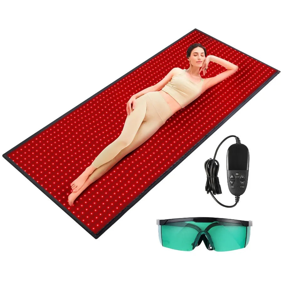 Red Light Therapy Mat for Full Body 1280PCS 3Chip LED Light Therapy Pad Controller 10 40Hz Pulse 1090 Min Timer 660nm Red 850n