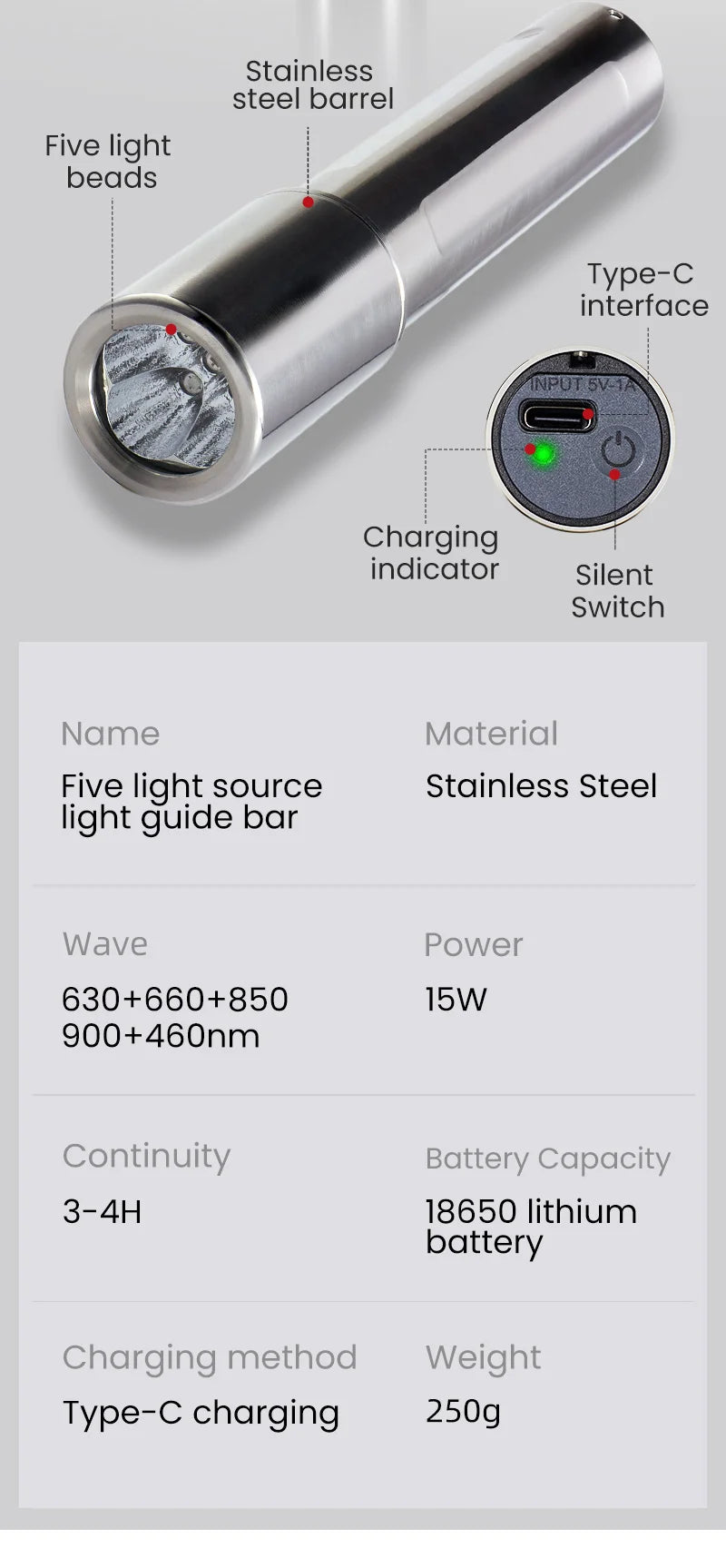 Infrared light therapy ,  Lámpara médica portátil Cold Pain Treatment, Infrared Light Therapy Wand for Hair,  Feet, Full body