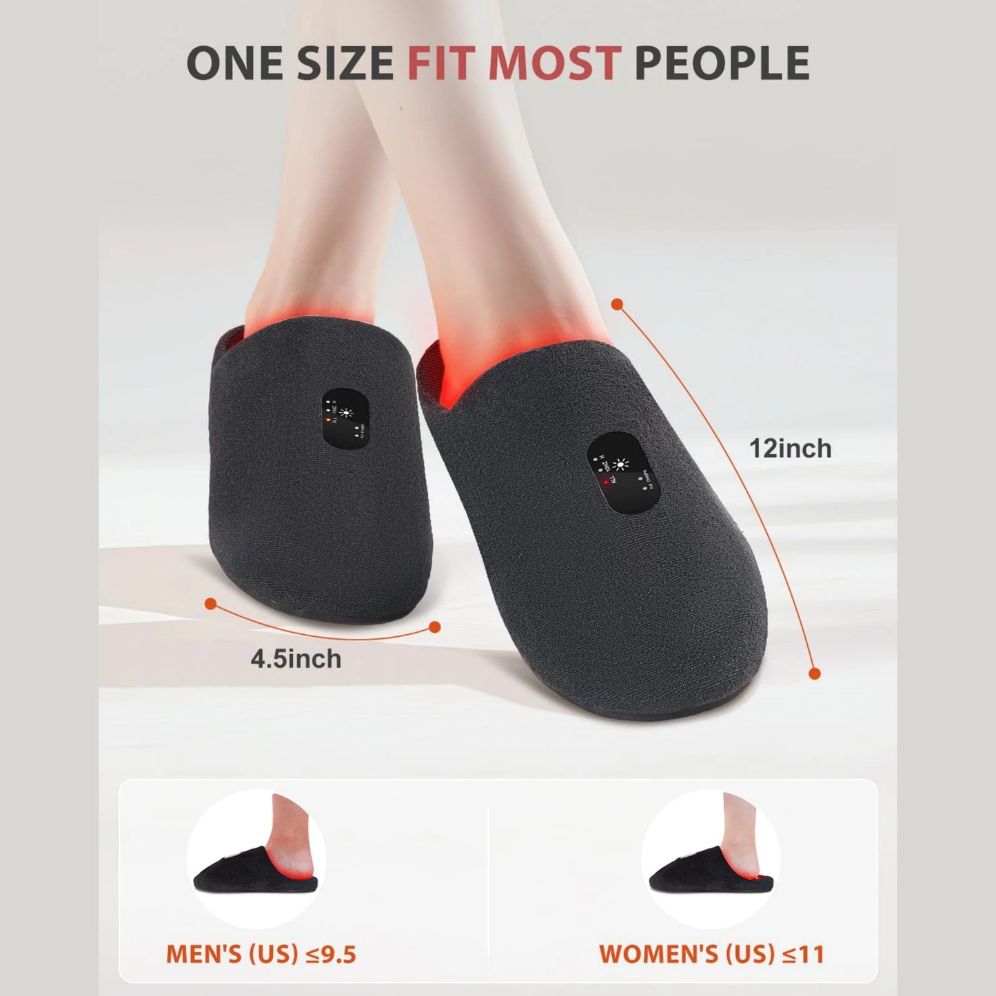Rechargeable Red Light Slippers Infrared LED Light Therapy for Foot Pain Relief