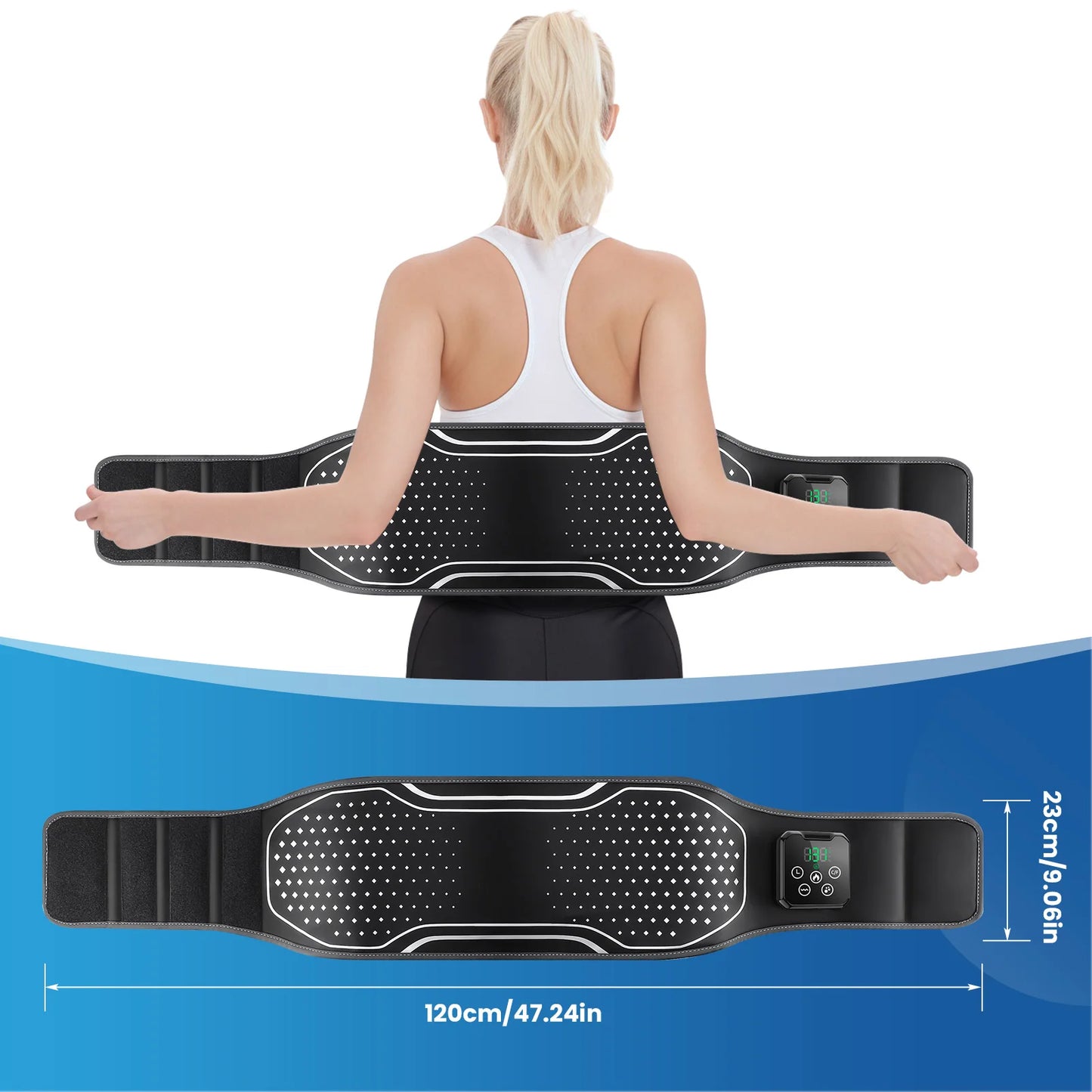 Electric Back Massage Hot Compress Waist Massager with Controller Heating Vibration Airbag Lumbar Support Relaxing Waist