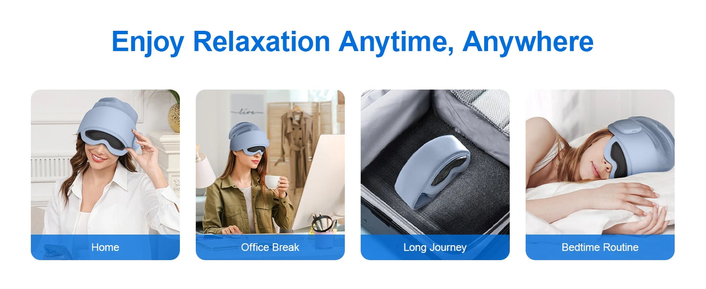 Head Massager for Fatigue Relief, Eye Massager with Heat, Head and Eye Massage for Stress Relief, Bluetooth-Capable, Ideal gifts