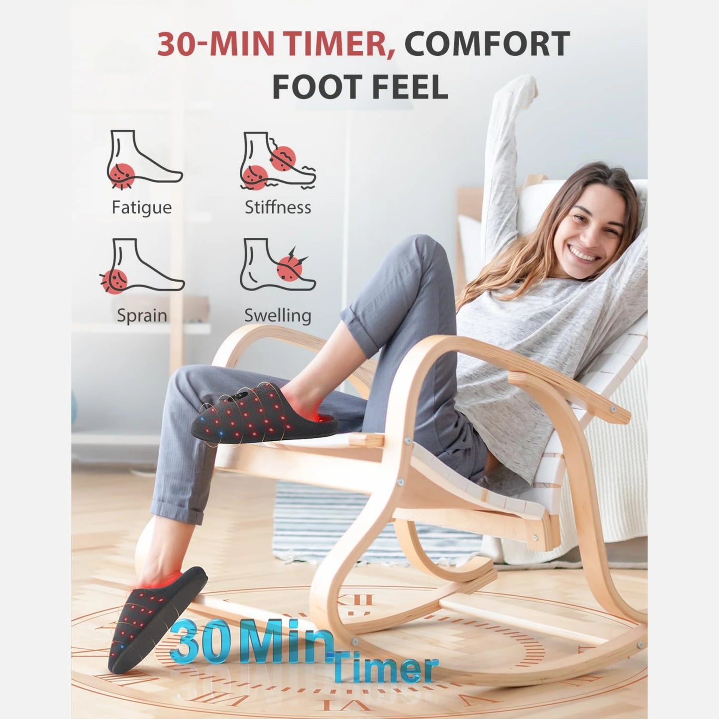 Rechargeable Red Light Slippers Infrared LED Light Therapy for Foot Pain Relief