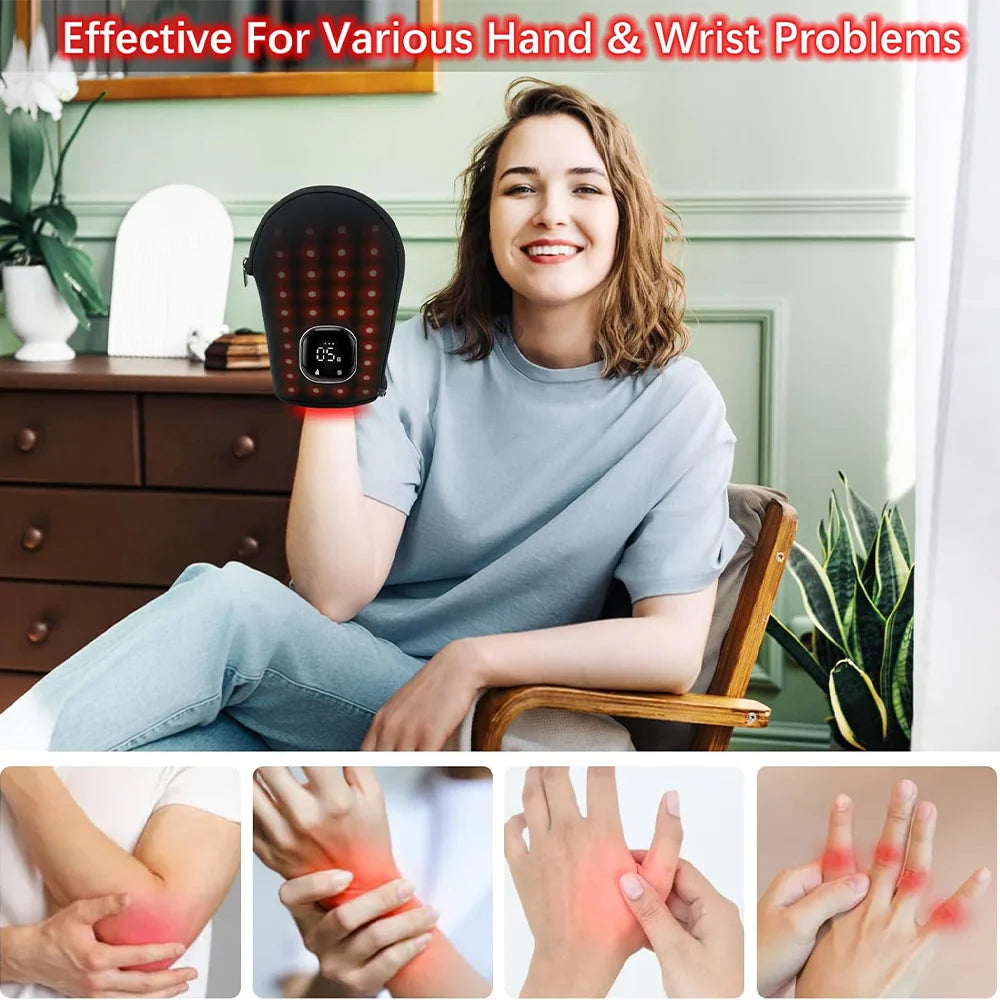 Red light therapy glove for hand pain relief and joint support