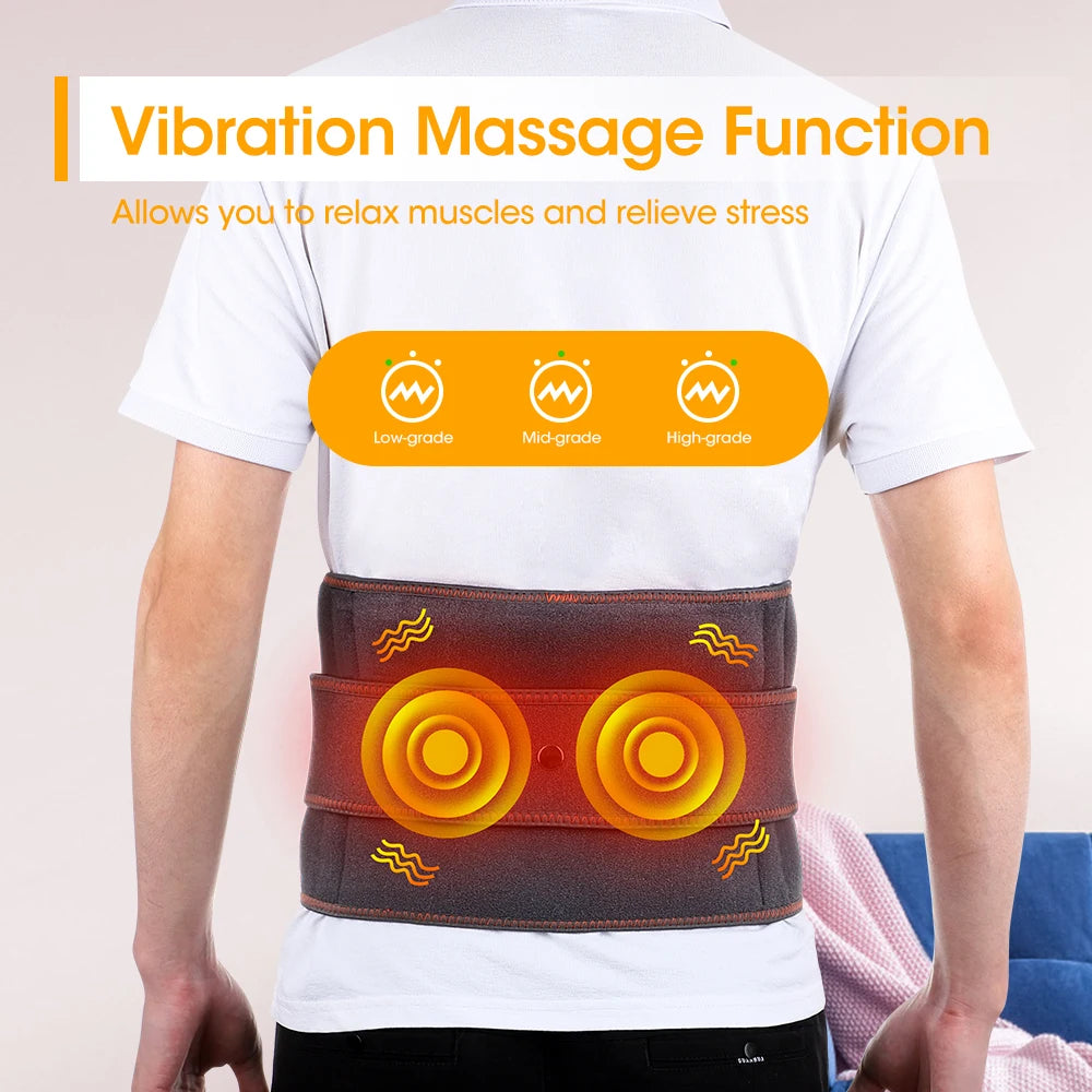 Electric Back Massage Hot Compress Waist Massager with Controller Heating Vibration Airbag Lumbar Support Relaxing Waist
