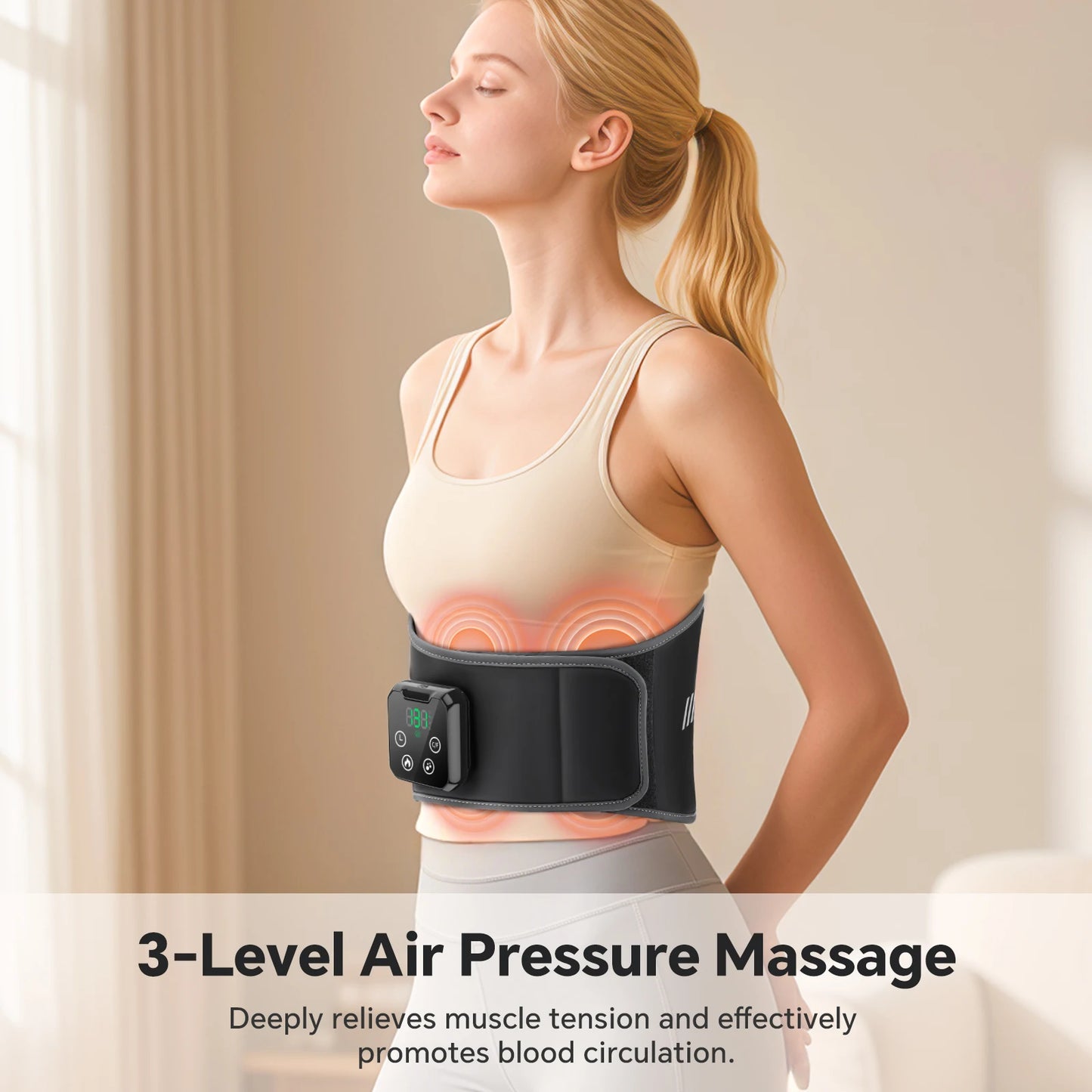 Electric Back Massage Hot Compress Waist Massager with Controller Heating Vibration Airbag Lumbar Support Relaxing Waist