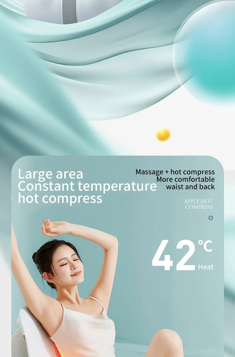 Electric Back Massager with Heat Portable Massage Cushion Cervical Waist Support Deep Tissue Kneading Shiatsu Rechargeable Use
