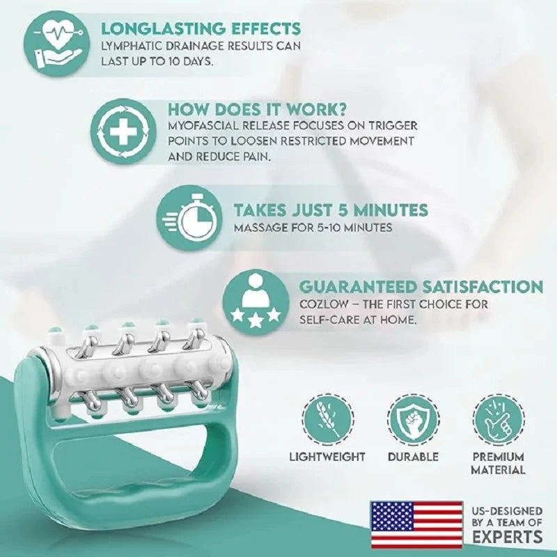 Lymphatic Drainage Massager Fascia Release and Cellulite Remover Muscle Massage Roller Portable Mini Trigger Point Handheld