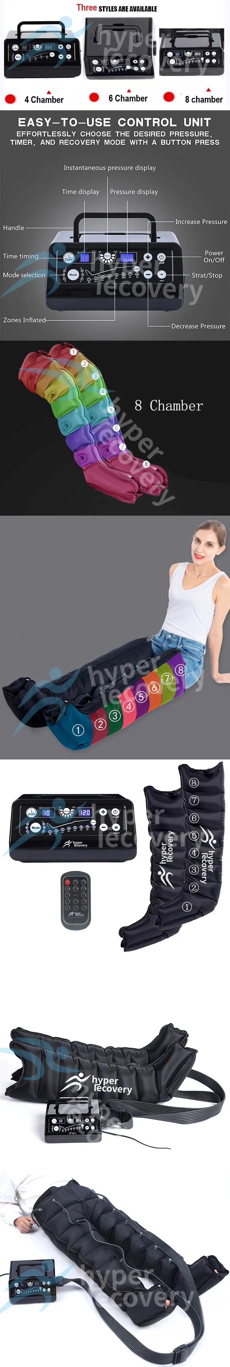 8 chamber Leg massager Air Promote Blood Relaxrehabilitation physiotherapy  air compression therapy system  recovery boots