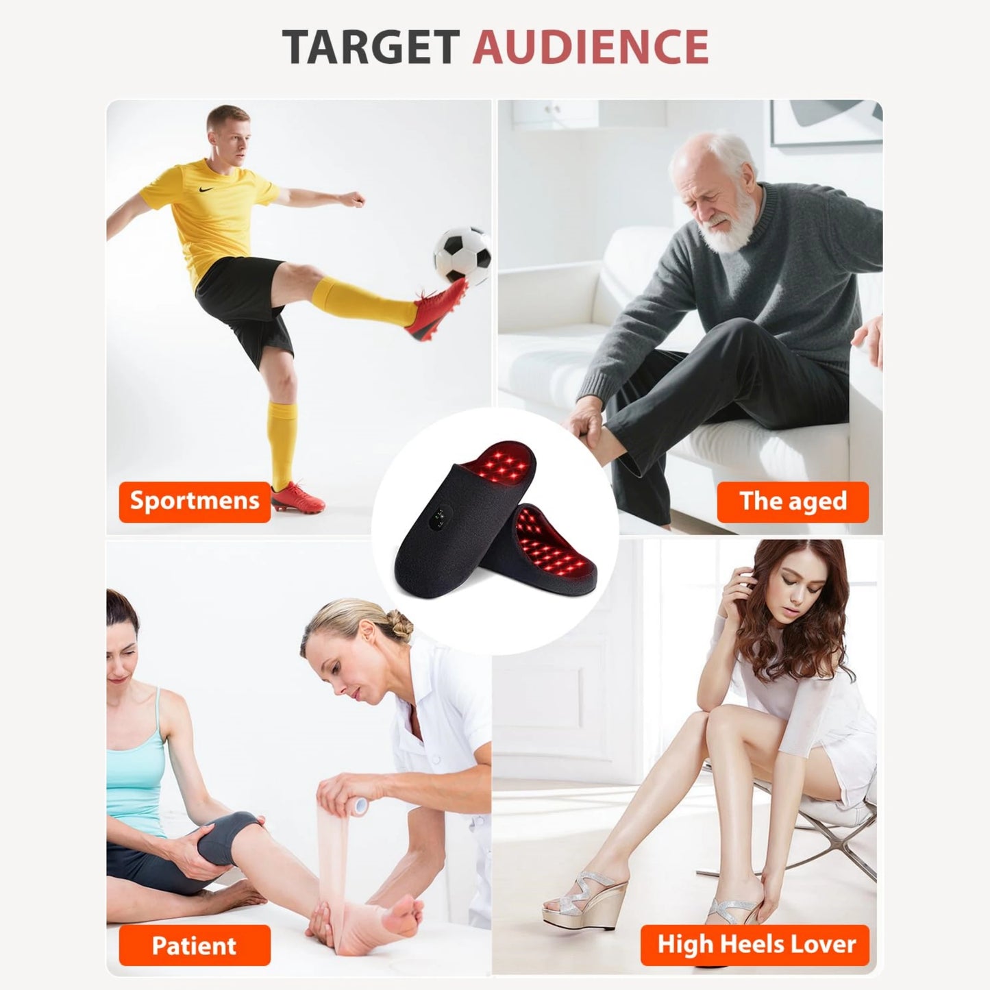 Rechargeable Red Light Slippers Infrared LED Light Therapy for Foot Pain Relief