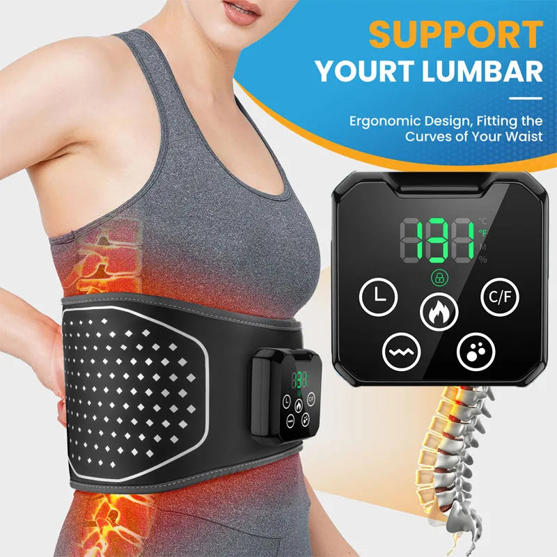 Electric Back Massage Hot Compress Waist Massager with Controller Heating Vibration Airbag Lumbar Support Relaxing Waist