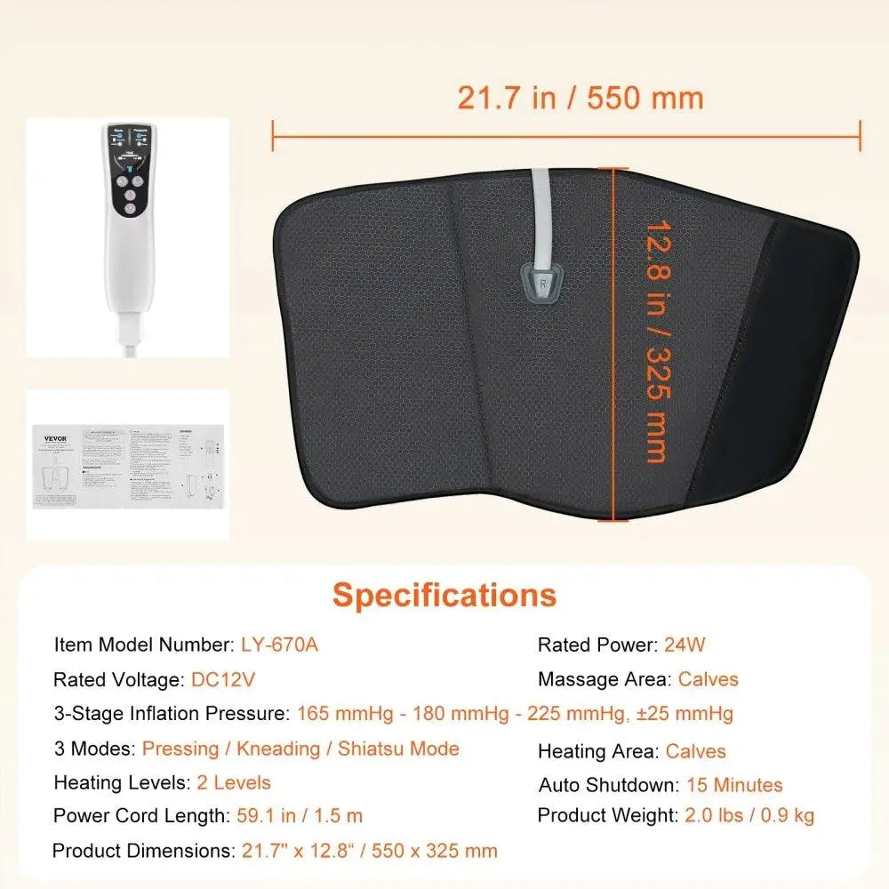 Professional for leg Calf Massager Heat Therapy Air Compression 3 Modes Handheld Controller for leg Circulation Swelling Relief