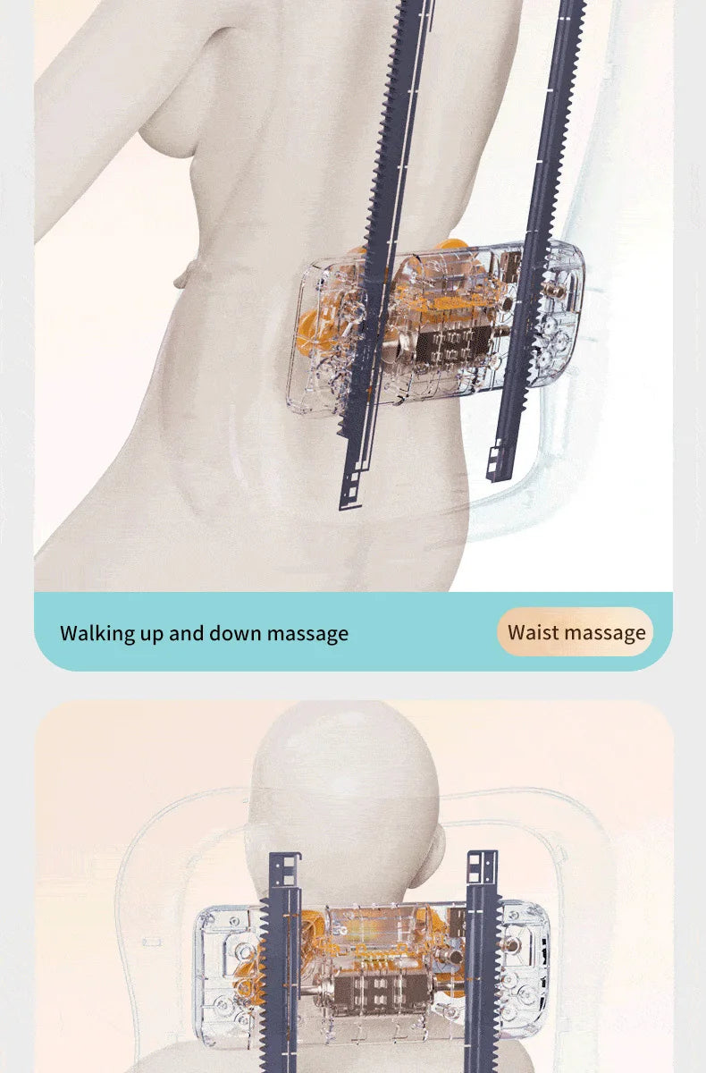 Electric Back Massager with Heat Portable Massage Cushion Cervical Waist Support Deep Tissue Kneading Shiatsu Rechargeable Use