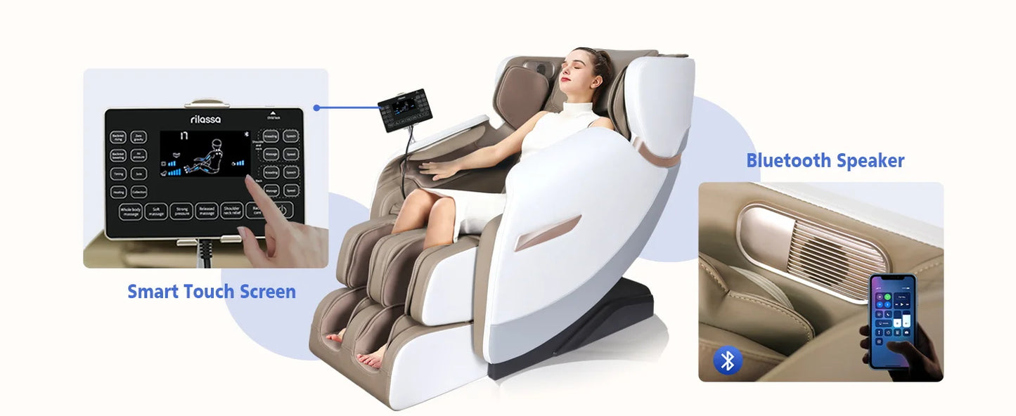 Full Body Zero Gravity Massage Chair Shiatsu Massage Recliner with Dual-core S Track Heating Therapy Foot Roller for Pain Relief