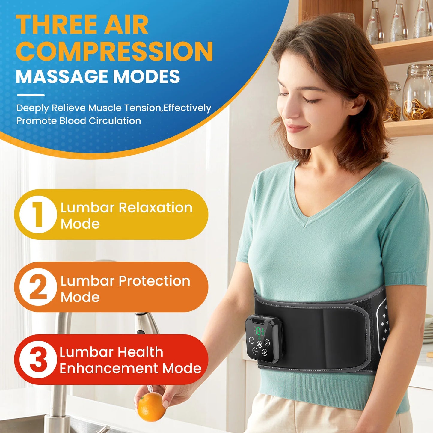 Electric Back Massage Hot Compress Waist Massager with Controller Heating Vibration Airbag Lumbar Support Relaxing Waist