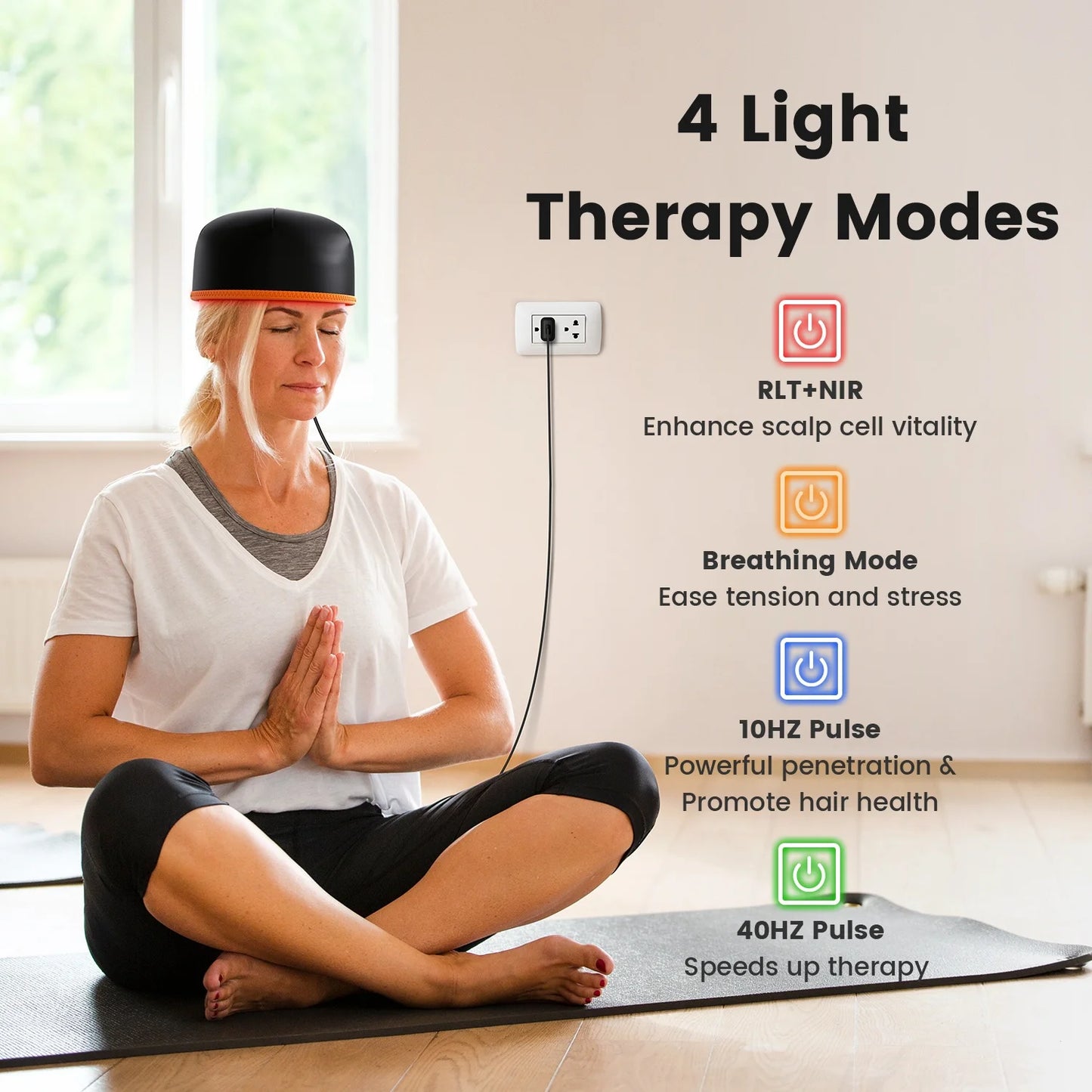 Red light therapy hair growth cap for fuller, thicker hair