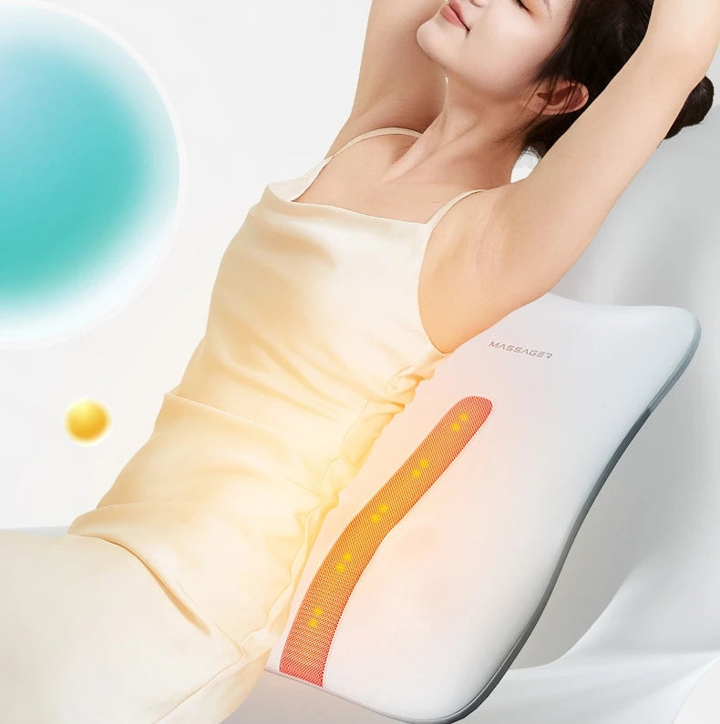 Electric Back Massager with Heat Portable Massage Cushion Cervical Waist Support Deep Tissue Kneading Shiatsu Rechargeable Use