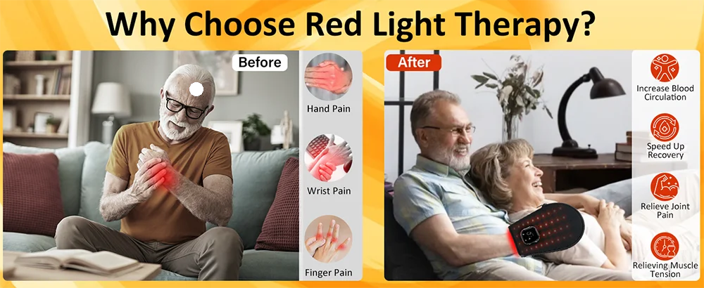 Red light therapy glove for hand pain relief and joint support