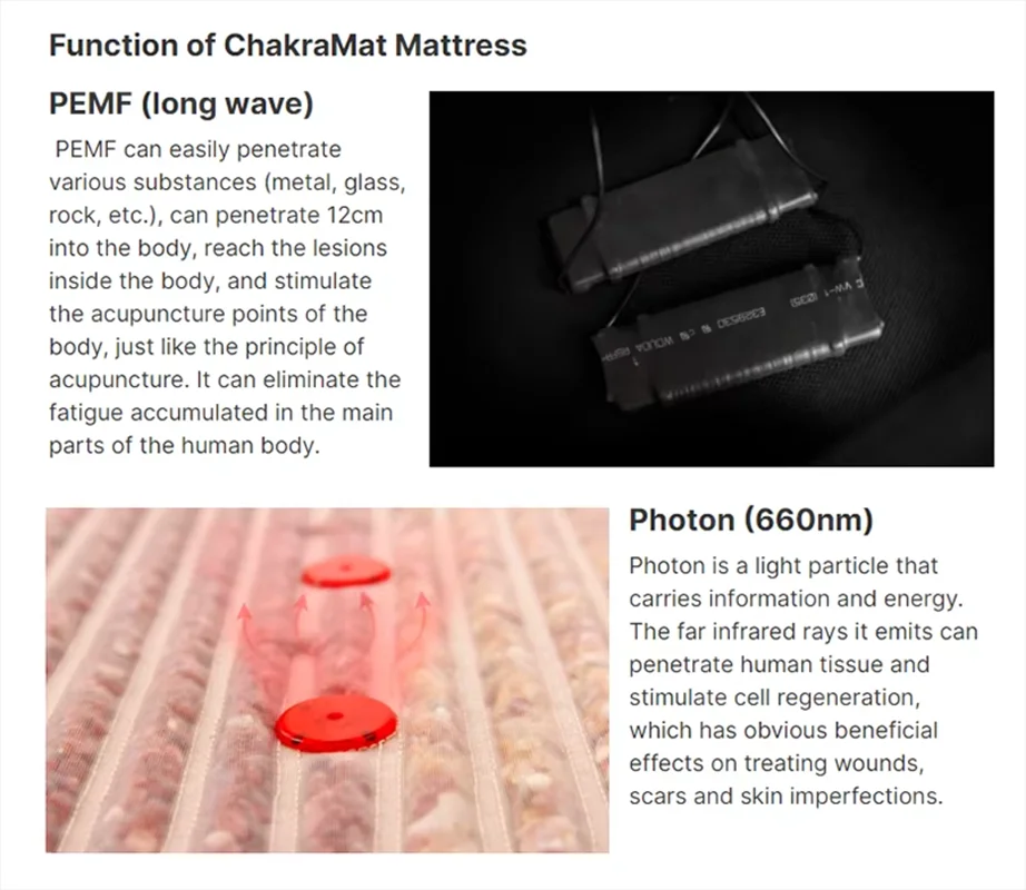 Rainbow Crystal Heating Massage Mat Kristralmate Pulse Magnetic Field Therapy PEMF Photon Red Light Relieves Pain Yoga Mattress