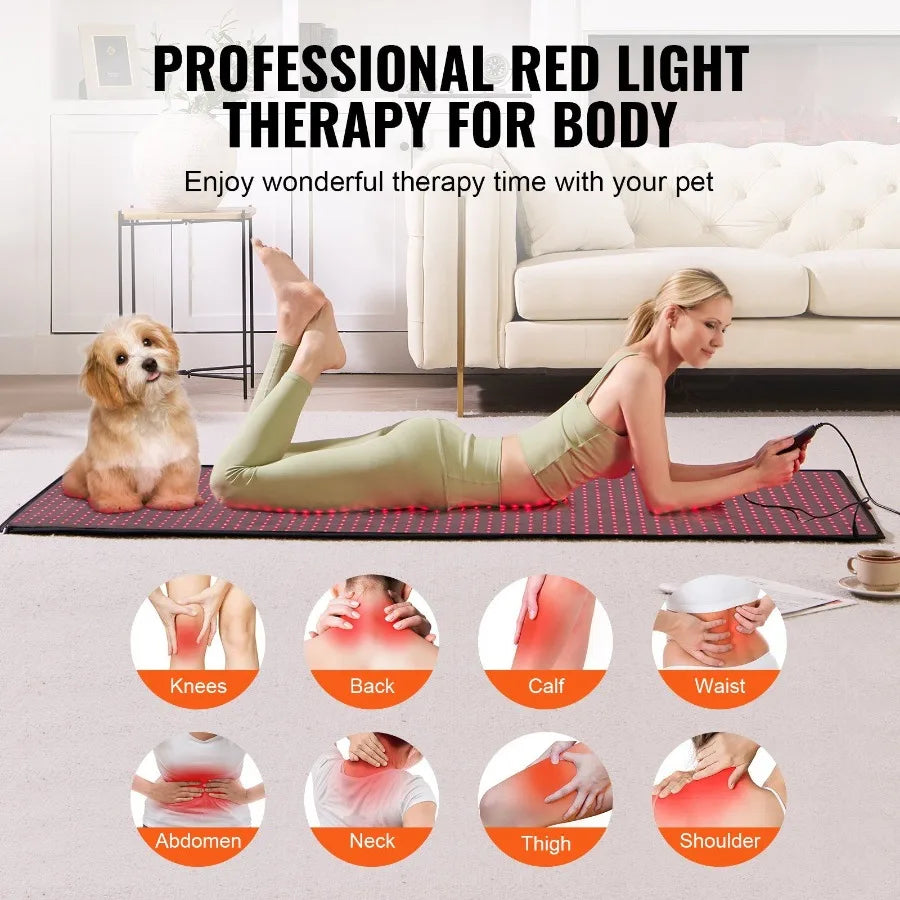 Red Light Therapy Mat for Full Body 1280PCS 3Chip LED Light Therapy Pad Controller 10 40Hz Pulse 1090 Min Timer 660nm Red 850n